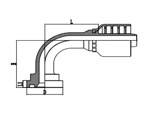 90°弯SAE法兰6000PSI⼀体式接头